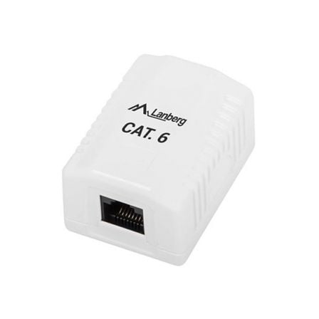 ROSETA DE PARED LANBERG OU6-0001-W - 1*RJ45 CAT.6 - CONECTORES IDC/LSA - PERMITE CABLES 26-22 AWG - BLANCO