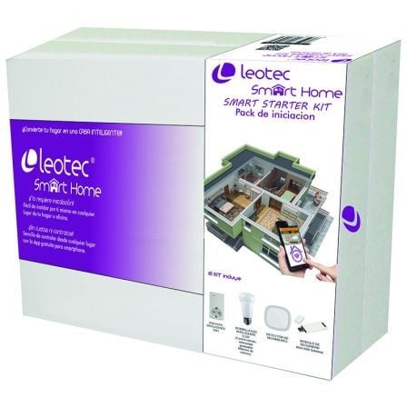 PACK DE ALARMA LEOTEC SMARTHOME LESHMKIT01 - INCLUYE MODULO SEGURIDAD + DETECTOR MOVIMIENTO - ENCHUFE INTELIGENTE - CONTROL A/A