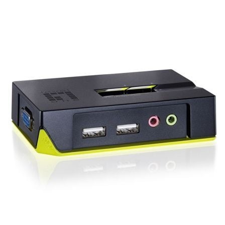 KVM LEVEL ONE KVM-0221 CONMUTADOR AUTOMATICO 2 PUERTOS USB CON CABLES AUDIO NEGRO