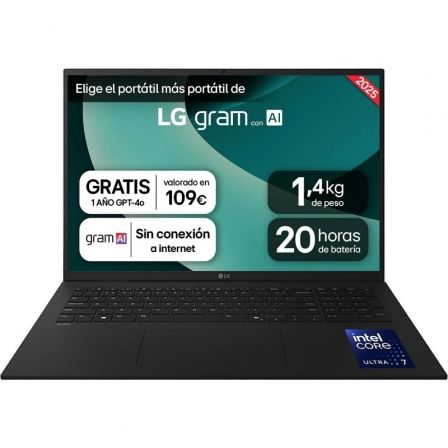 PORTATIL LG GRAM 17ZD90T-G.AX78B INTEL CORE ULTRA 7-255H/ 16GB/ 1TB SSD/ 17"/ SIN SISTEMA OPERATIVO