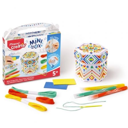 KIT MANUALIDADES MAPED MINIBOX HILORAMA 907033/ 3 ROTULADORES + 2 TABLAS MOSAICO + 3 HILOS DE COLORES + CAJA DE CONSTRUCCION