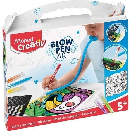 PACK CREATIVO MAPED BLOW PEN ART 846715/ 6 ROTULADORES JUNGLE + MANGUERA AEROGRAFO + 6 DISENOS + PLANTILLAS