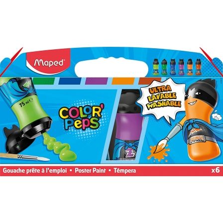 SET TEMPERAS MAPED COLOR'PEPS 810011/ 6 UNIDADES/ CAPACIDAD 75ML | Manualidades