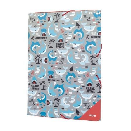 CARPETA MILAN 5130150SRT SHARK ATTACK/ FOLIO Y A4 260 X 335MM/ GRIS