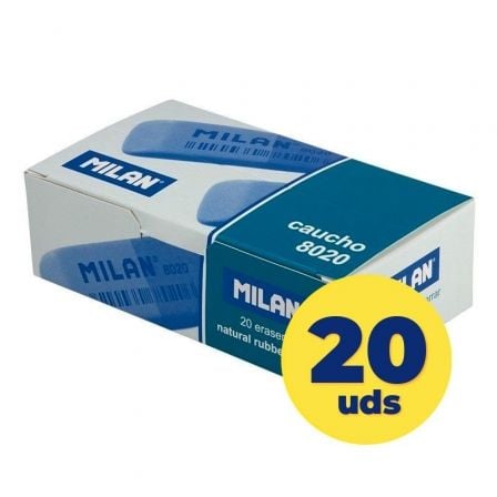 CAJA DE GOMAS DE BORRAR DOBLE INTENSIDAD MILAN CCM8020/ 20 UNIDADES | Sacapuntas y gomas