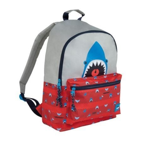 MOCHILA ESCOLAR MILAN SHARK ATTACK ROJO/GRIS - 2 COMPARTIMENTOS