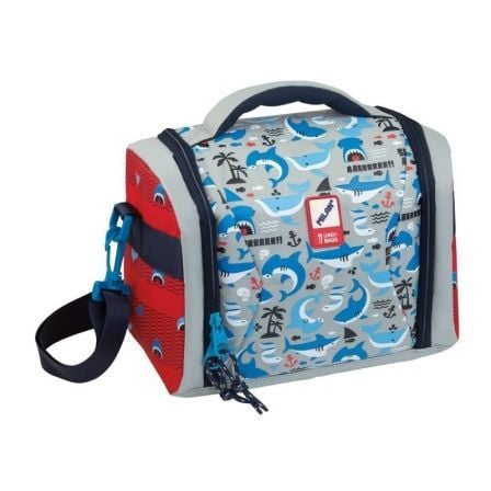 NEVERA / BOLSA ISOTERMICA PORTA ALIMENTOS MILAN SHARK ATTACK GRIS - CAPACIDAD 5L - INTERIOR AISLANTE - APERTURA TOTAL - CORREA R | Bolsas porta alimentos