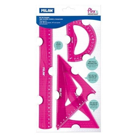 PACK DE REGLAS MILAN FLEX RESISTANT 359801P/ ROSA ACIDO