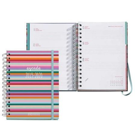 AGENDA ESCOLAR MIQUEL RIUS DIY MALABAR - SEMANA A LA VISTA SEPT 2019 A SEPT 2020 - 150*213MM - PAPEL 100G/M2 - ADHESIVOS DECORAT