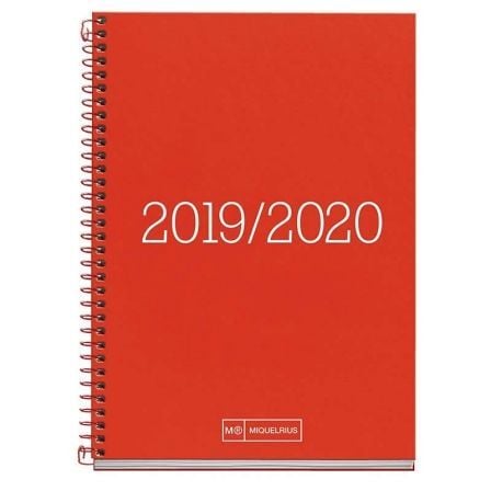 AGENDA ESCOLAR MIQUEL RIUS ESSENTIAL ROJA - SEMANA A LA VISTA SEPT 2019 A SEPT 2020 - 117*182MM - PAPEL 70G/M2 | Agendas