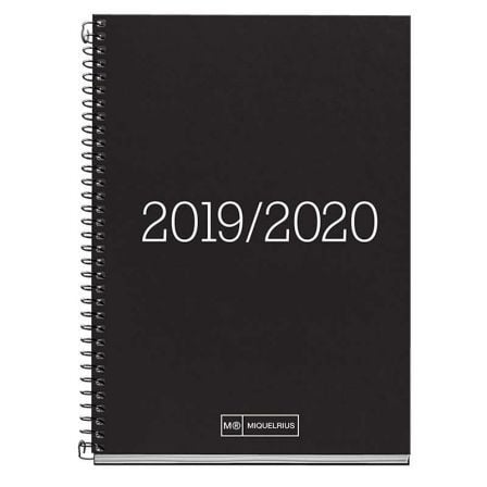 AGENDA ESCOLAR MIQUEL RIUS ESSENTIAL NEGRA - SEMANA A LA VISTA SEPT 2019 A SEPT 2020 - 117*182MM - PAPEL 70G/M2