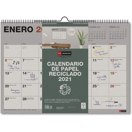 CALENDARIO ANUAL 2021 A3 PARED MIQUEL RIUS BASICS RECYCLED