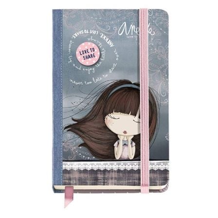 CUADERNO MIQUEL RIUS LOGBOOK MOON ANEKKE 100054 - 90*140MM - 100 HOJAS LISAS - CINTA MARCADOR - CIERRE GOMA ELASTICA