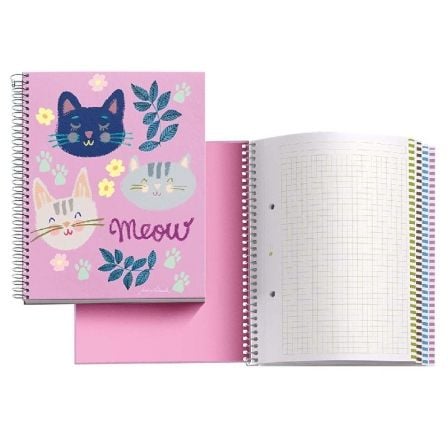 NOTEBOOK 4 MIQUEL RIUS 46193 JORDI LABANDA MEOW - A5- 120 HOJAS 70G/M2 - 30 HOJAS POR COLOR - CUADRICULA 5*5 - CUBIERTAS CARTON