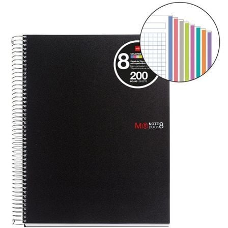 LIBRETA ESPIRAL A5 - 200 HOJAS MICROPERFORADAS - 4 TALADROS - NOTE BOOK 8 - RECICLADO - MIQUEL RIUS | Espiral