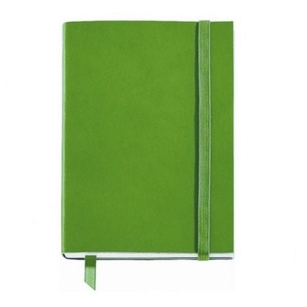 LIBRETA FLEXIBLE POCKET LISA CON GOMA 72 X 120 MM 64 HOJAS LISAS COLOR VERDE  CON TARJETERO Y MARCAPAGINA- MIQUEL RIUS