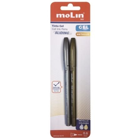 BLISTER 2 BOLIGRAFOS MOLIN BTG140-02-M - TINTA GEL METAL