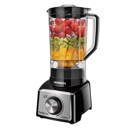 BATIDORA DE VASO MONDIAL L-1000-B1 TURBO BLENDER - 1000W - JARRA 3L - 12 VELOCIDADES+PULSE - BLOQUEO SEGURIDAD