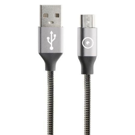 CABLE USB MUVIT TIGER TGUSC0010 - CONECTORES USB-MICRO USB - 2A - ACERO INOX - ANTIENROSCAMIENTO - 1.2M - GRIS