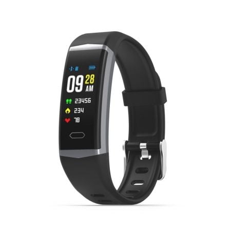 PULSERA DE ACTIVIDAD MUVIT IO SPORT AQUA NEGRA - PANTALLA LCD COLOR 2.44CM - GPS - MULTIDEPORTE - PULSOMETRO - NOTIFICACIONES -