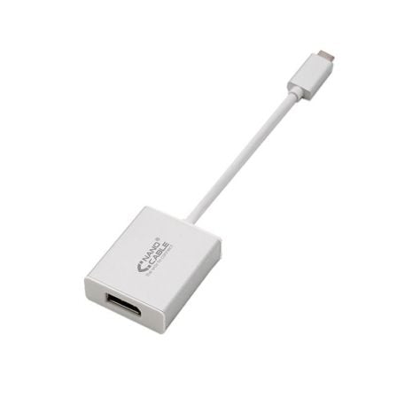 ADAPTADOR USB TIPO-C A DISPLAYPORT NANOCABLE 10.16.4104 - CONECTORES USB TIPO-C MACHO A DISPLAYPORT HEMBRA - 15CM - COLOR PLATA