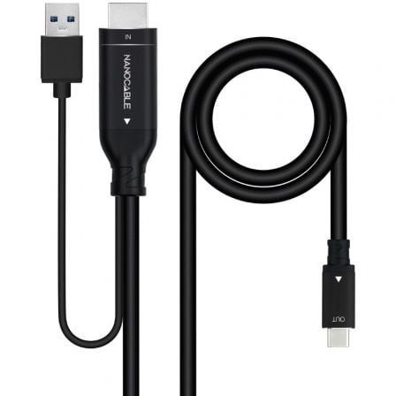 CABLE HDMI NANOCABLE 10.15.4354/ HDMI MACHO - USB MACHO/ USB TIPO-C MACHO/ 1.8M/ NEGRO