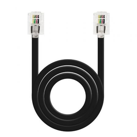 CABLE DE TELEFONO NANOCABLE 10.32.0102-BK-OEM 6P4C - CONECTORES RJ11 MACHO-MACHO - 2M - NEGRO