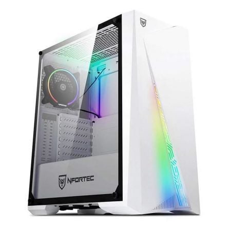 CAJA SEMITORRE NFORTEC ARTEMIS RGB BLANCA - 2*USB 2.0 - USB 3.0 - AUDIO+MICRO HD - ADMITE GRAFICAS HASTA 335MM - ATX / M-ATX / I