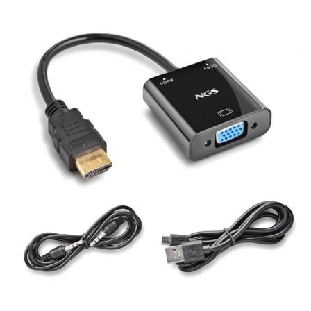 CABLE CONVERSOR NGS CHAMALEON/ HDMI MACHO - VGA HEMBRA/ 15CM/ INCLUYE CABLE DE AUDIO Y ALIMENTACION USB