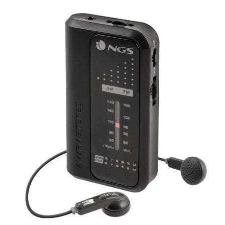 RADIO PORTATIL NGS CODE KNOCK BLACK - FM/AM - 2*AAA - CONEXION AURICULARES 3.5MM - PINZA TRASERA