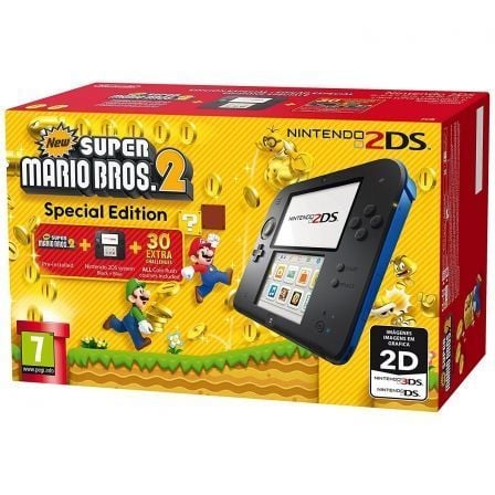 CONSOLA NINTENDO 2DS BLACK/BLUE + NEW SUPER MARIO 2 SPECIAL EDITION