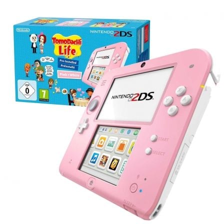 CONSOLA NINTENDO 2DS PINK/WHITE + TOMODACHI LIFE GAME + LAPIZ TACTIL + TARJETA SD 4GB + 6 TARJETAS RA + GUIA RAPIDA + MANUAL DE