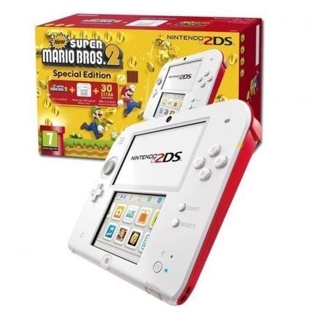 CONSOLA NINTENDO 2DS WHITE/RED + SUPER MARIO BROS 2 SPECIAL EDITION + LAPIZ TACTIL + TARJETA SD 4GB + 6 TARJETAS RA + GUIA RAPID