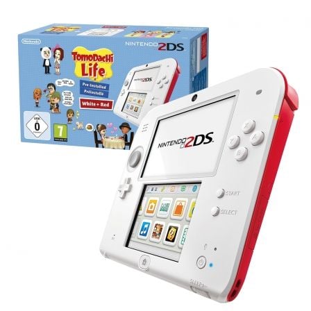 CONSOLA NINTENDO 2DS WHITE/RED + TOMODACHI LIFE GAME + LAPIZ TACTIL + TARJETA SD 4GB + 6 TARJETAS RA + GUIA RAPIDA + MANUAL DE U