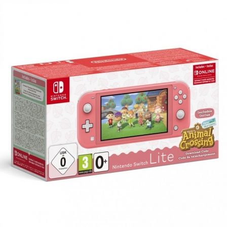 NINTENDO SWITCH LITE CORAL/ INCLUYE CODIGO JUEGO ANIMAL CROSSING NEW HORIZONS/ 3 MESES SUSCRIPCION ESHOP