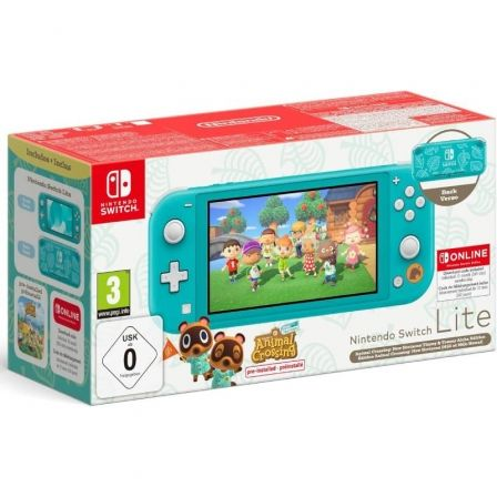 NINTENDO SWITCH LITE AZUL TURQUESA + JUEGO NINTENDO ANIMAL CROSSING NEW HORIZONS |