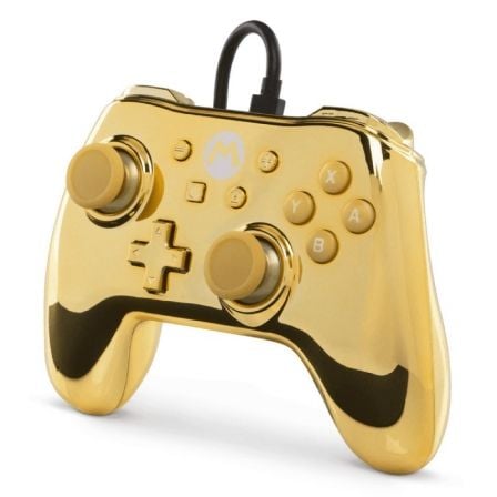 MANDO WIRED CONTROLLER NINTENDO SWITCH CHROME GOLD MARIO - CABLE EXTRAIBLE DE MICRO-USB A USB-C - 3M