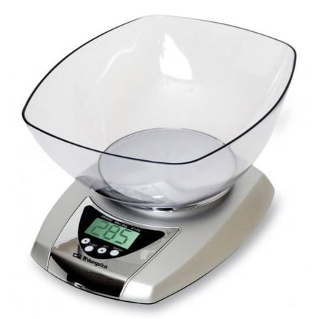 BASCULA DE COCINA ORBEGOZO PC 2015 - HASTA 5 KG - PRECISION 1G - TERMOMETRO Y TEMPORIZADOR DE ALARMA - GRAN BOL TRANSPARENTE