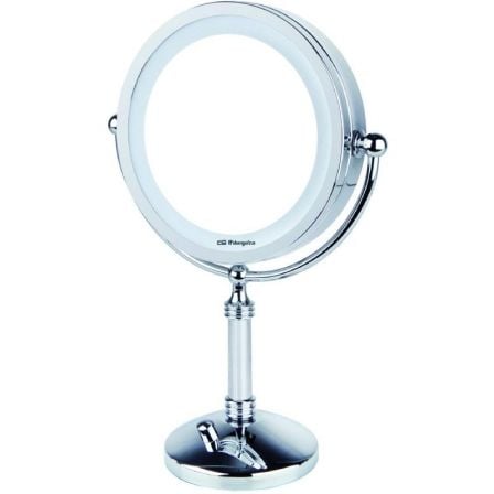 ESPEJO POLIVALENTE CON LUZ ORBEGOZO ES 5140 - O13.2CM - 1 CARA VISTA NORMAL - 1 CARA VISTA CON AUMENTO - LUZ LED - BASE ANTIDESL