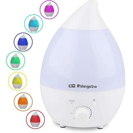 HUMIDIFICADOR ORBEGOZO HU-2028 - 22W - ULTRASONICO - VAPOR FRIO - CAPACIDAD 2.8L - LUZ 7 COLORES