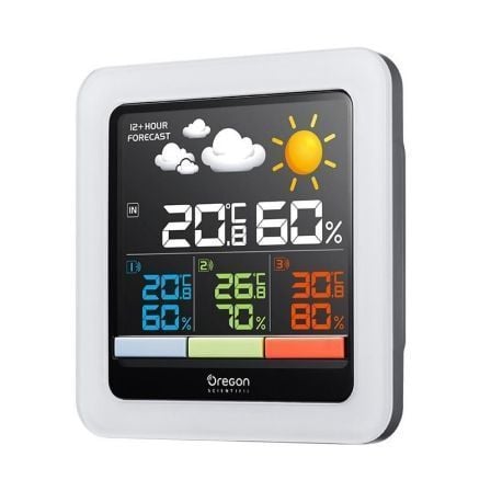 ESTACION METEOROLOGICA MULTIZONA OREGON RAR-502-SX - PANTALLA LCD COLOR - RELOJ RADIO CONTROLADO - TEMPERATURA/HUMEDAD INTERIOR | Estaciones meteorologicas