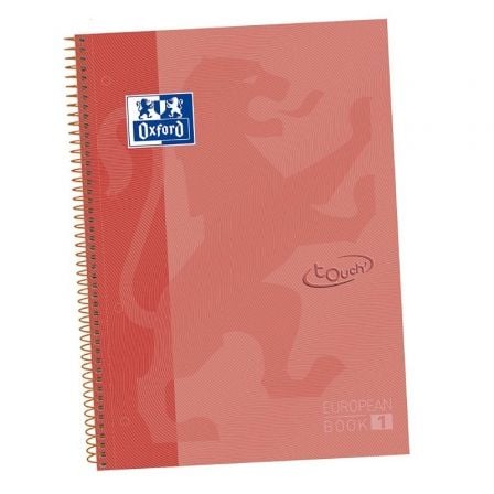 CUADERNO CON ESPIRAL CUADRICULADO OXFORD TOUCH 400075554/ A4+/ 80 HOJAS/ CORAL