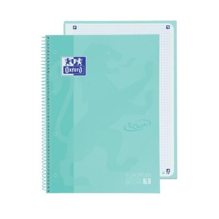 CUADERNO CON ESPIRAL CUADRICULADO OXFORD EUROPEAN BOOK 1 TOUCH 400117274/ A4+/ 80 HOJAS/ HIELO MENTA