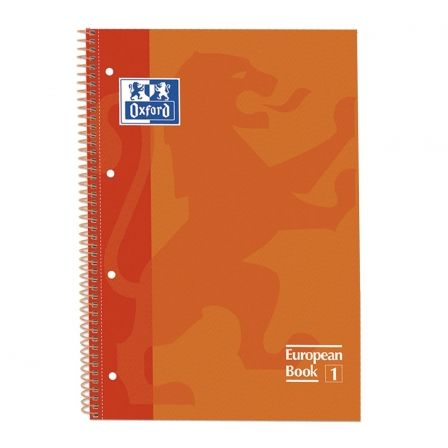 LIBRETA OXFORD ESPIRAL A4+ TAPA EXTRADURA - 80 HOJAS - 4 TALADROS - CUADRICULA 5X5 - 90GR - NARANJA