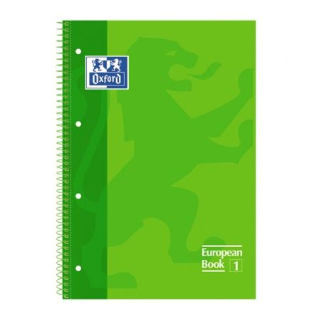 CUADERNO CON ESPIRAL CUADRICULADO OXFORD EUROPEAN BOOK 1 100430199/ A4+/ 80 HOJAS/ VERDE