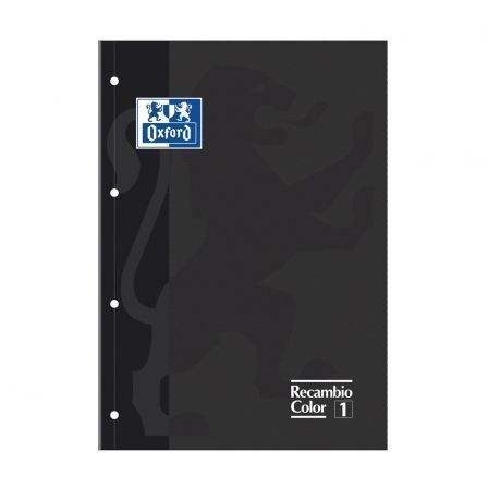 RECAMBIO OXFORD CUADERNO A4+ GRIS - 80 HOJAS - 4 TALADROS - CUADRICULA 5X5 CON RECUADRO