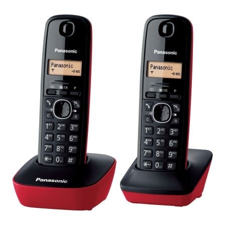 TELEFONO INALAMBRICO PANASONIC KX-TG1612/ PACK DUO/ NEGRO Y ROJO