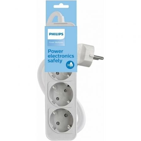 REGLETA CON INTERRUPTOR PHILIPS CHP2134W/12/ 3 TOMAS DE CORRIENTE/ CABLE 1.5M/ BLANCO