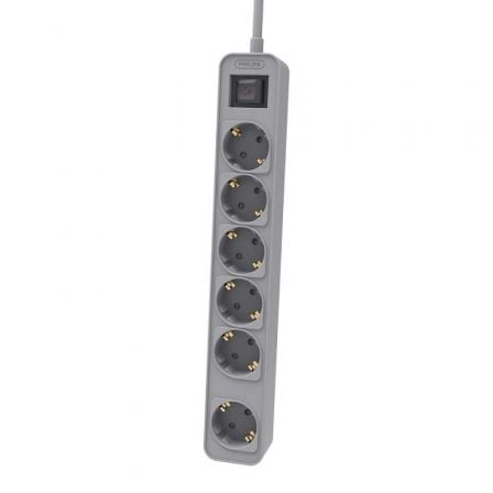 REGLETA CON INTERRUPTOR PHILIPS CHP2164G/62/ 6 TOMAS DE CORRIENTE/ CABLE 1.5M/ GRIS