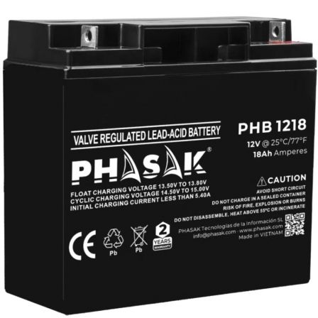 BATERIA PHASAK PHB 1218 COMPATIBLE CON SAI/UPS PHASAK SEGUN ESPECIFICACIONES